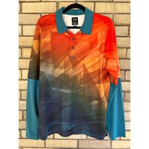 Oakley Graphic Golf Shirt Performance Fit Long Sleeve Polo Shirt Men's Medium